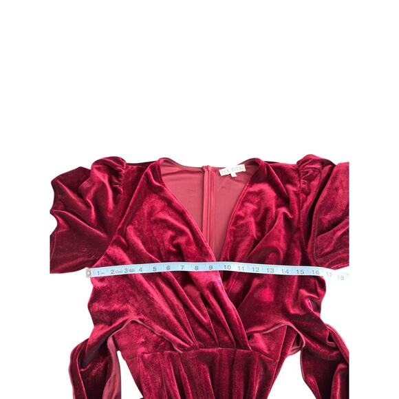 Ivy City Co. Red Holiday Christmas Party Festive Velvet Midi Dress Medium - Picture 9 of 12
